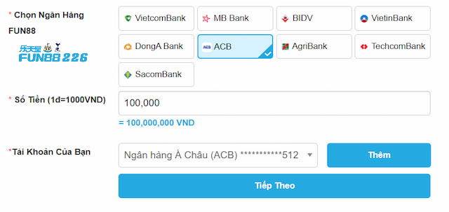 Chuyển tiền Fun88 bằng hình thức MoMo pay